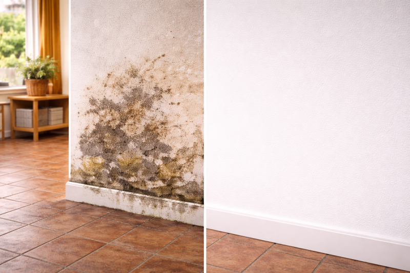 Traitement de l'humidité - avant et après intervention